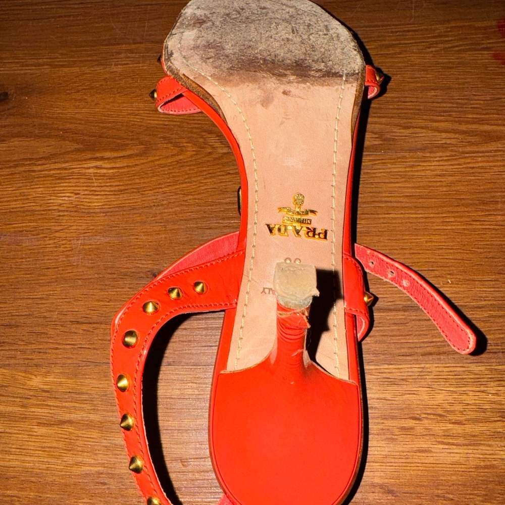 Prada Women's Coral Studded Sandals - Picture 6 of 7